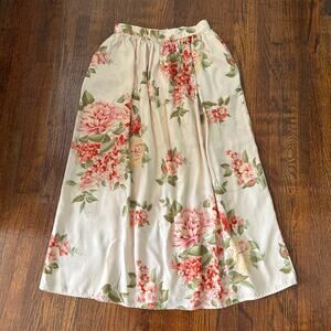Vintage 70s Midi Skirt Floral Cottage Size 6 Boho Novelty Print